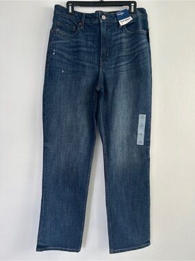 Old Navy Women's 14 Extra High Rise Straight Dark Wash Stretch Denim Jeans NWT